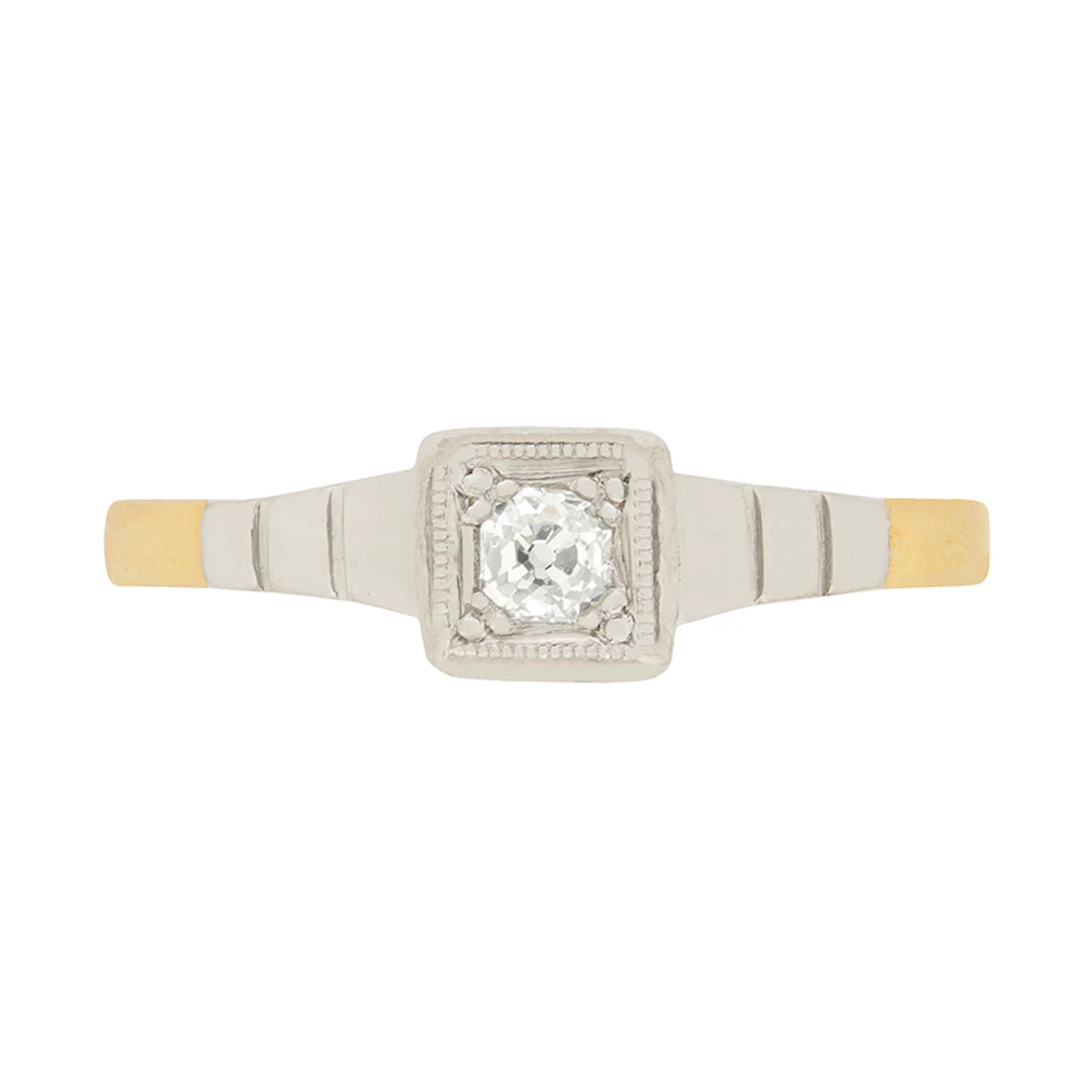 Edwardian 0.15ct Old Cut Diamond Solitaire Ring, c.1910s