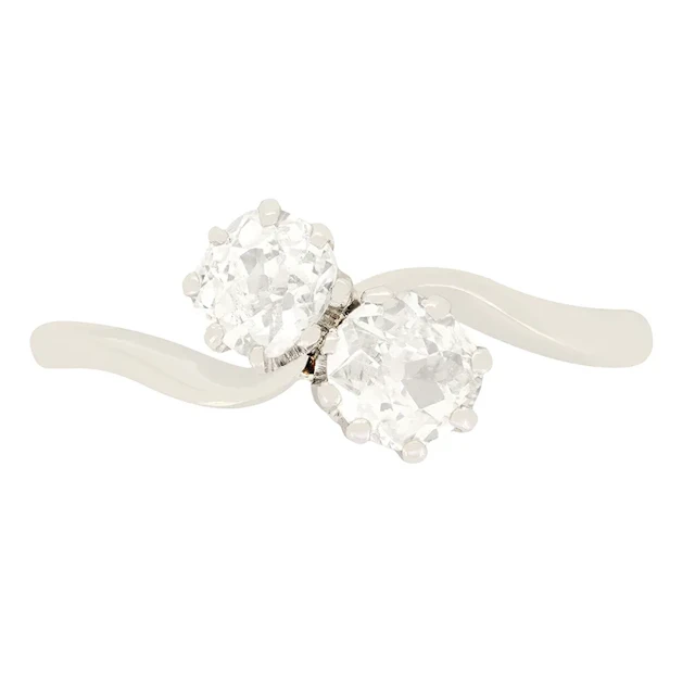 Art Deco 0.70ct Diamond Two Stone Twist Ring, c.1920s