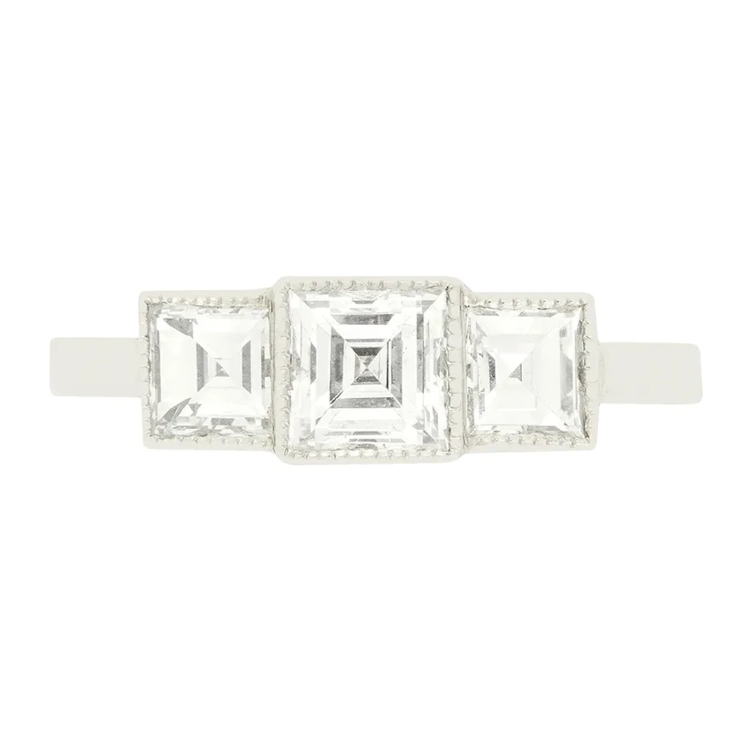 Vintage 1.55ct Diamond Three Stone Ring, c.1970s