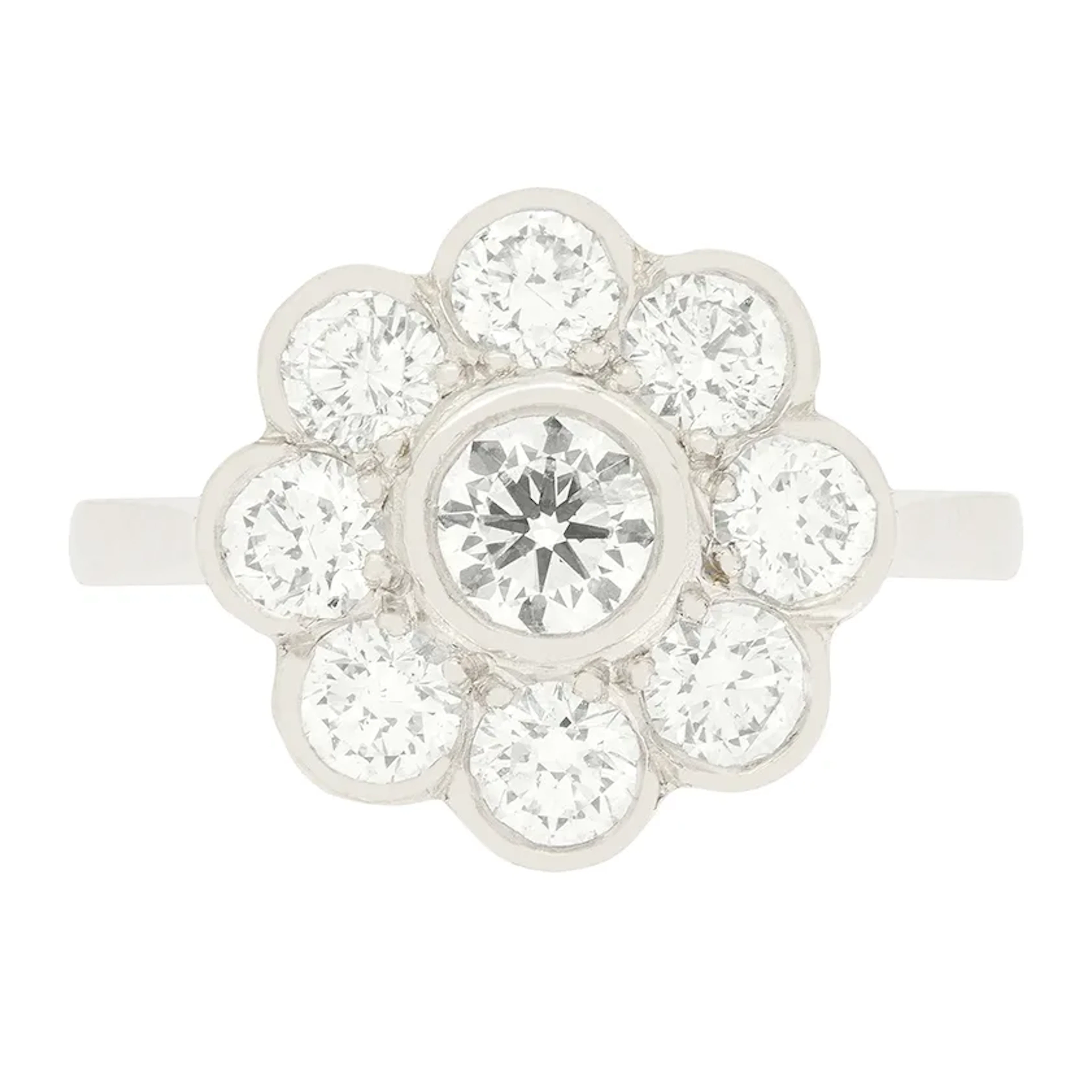 Vintage 1.60ct Diamond Daisy Cluster Ring, c.1970s
