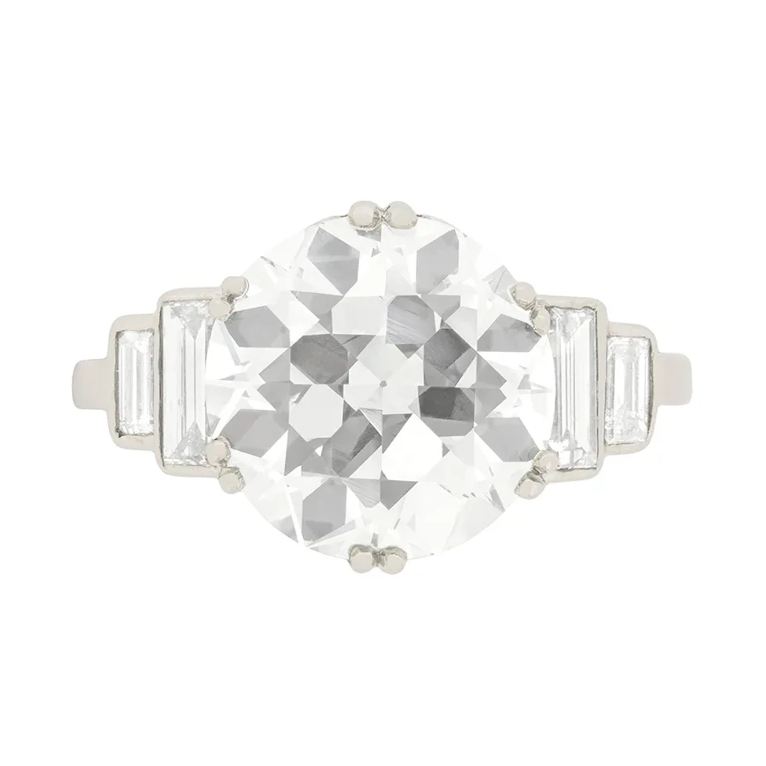 Art Deco 3.67ct Transitional Cut Diamond Engagement Ring with Stepped
