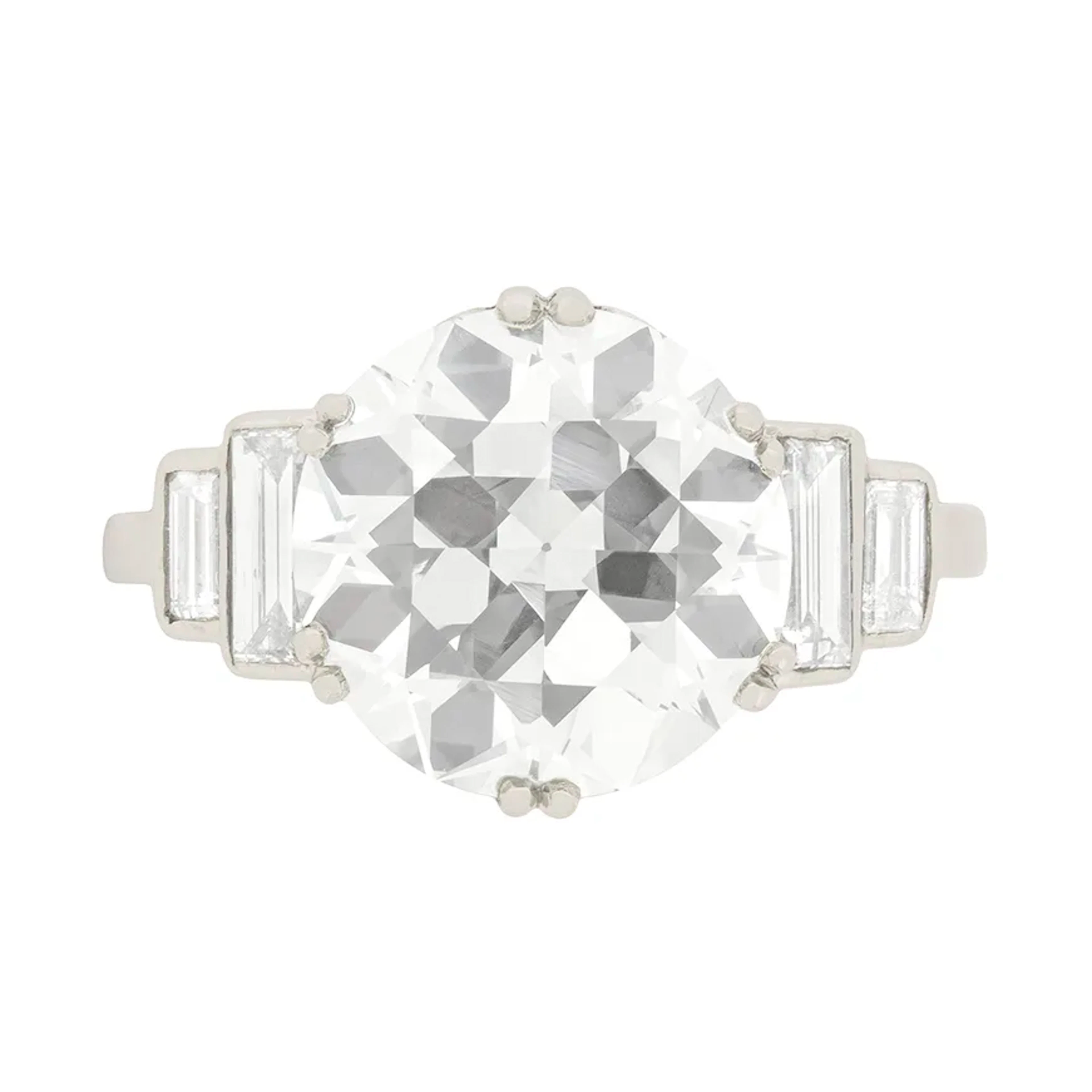 Art Deco 3.67ct Transitional Cut Diamond Engagement Ring with Stepped