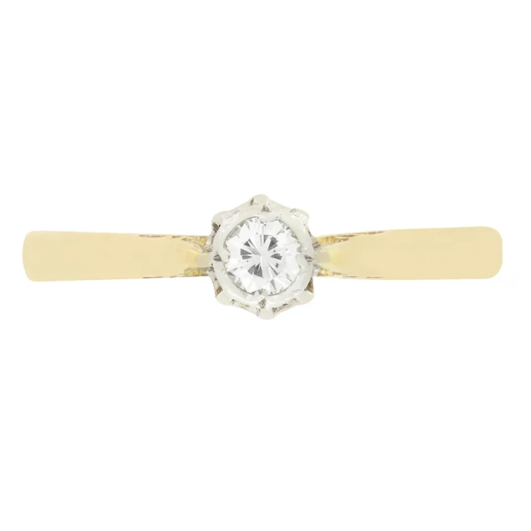 Vintage 0.15ct Diamond Solitaire Ring, hallmarked 1963