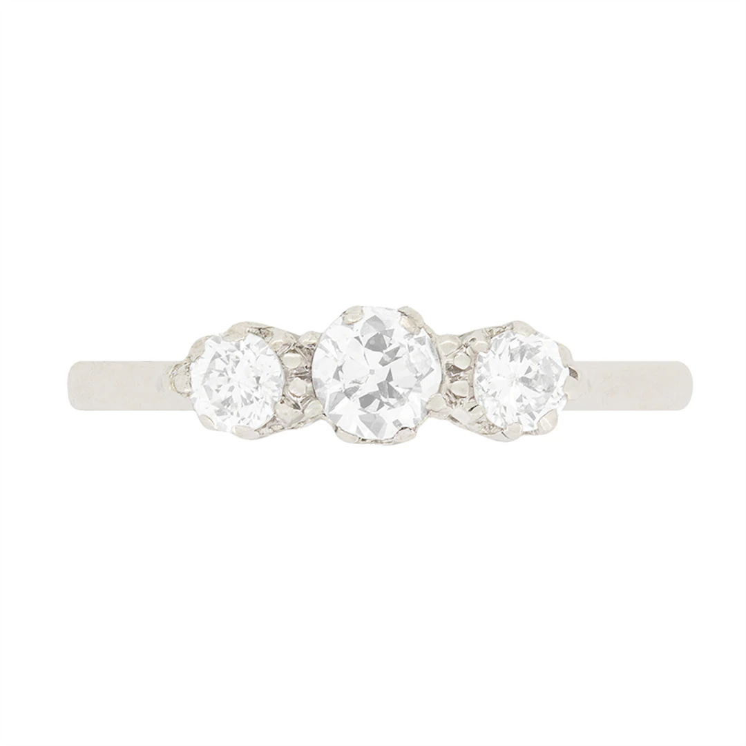 Art Deco 0.75ct Three Stone Diamond Ring, c.1920