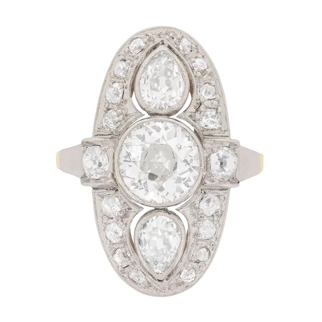 Edwardian 1.65ct Diamond Cluster Cocktail Ring, c.1910