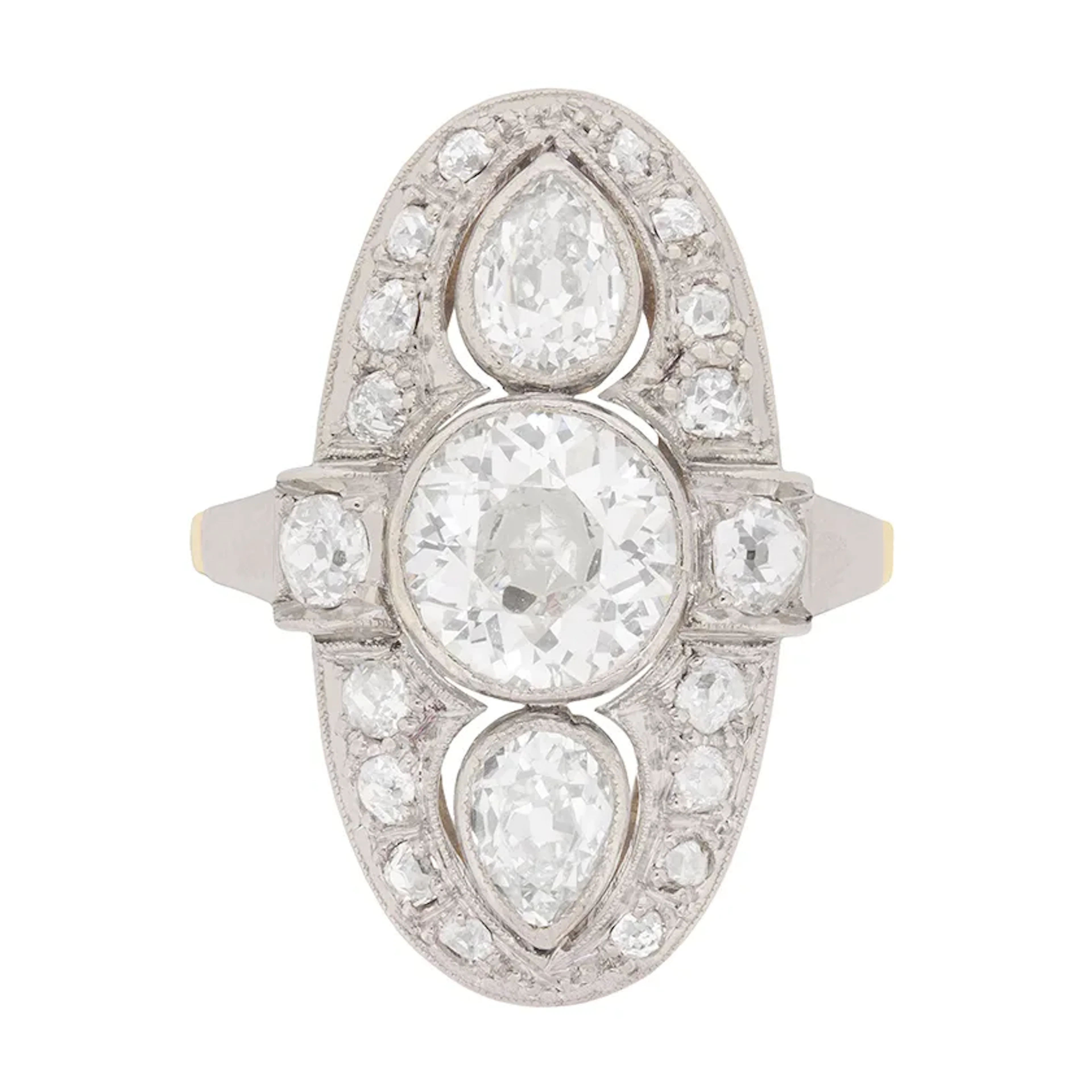 Edwardian 1.65ct Diamond Cluster Cocktail Ring, c.1910