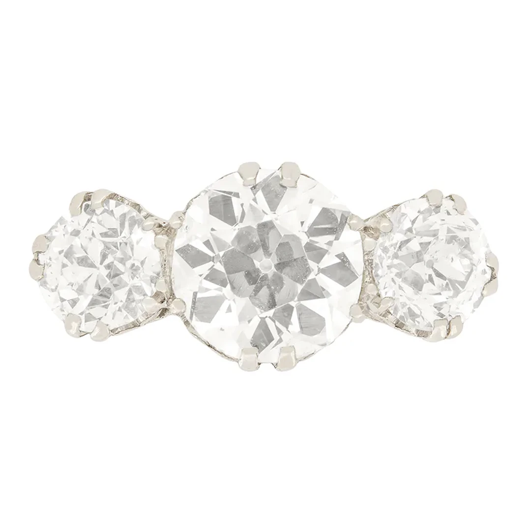 Edwardian 3.50ct Diamond Three Stone Ring, c.1915