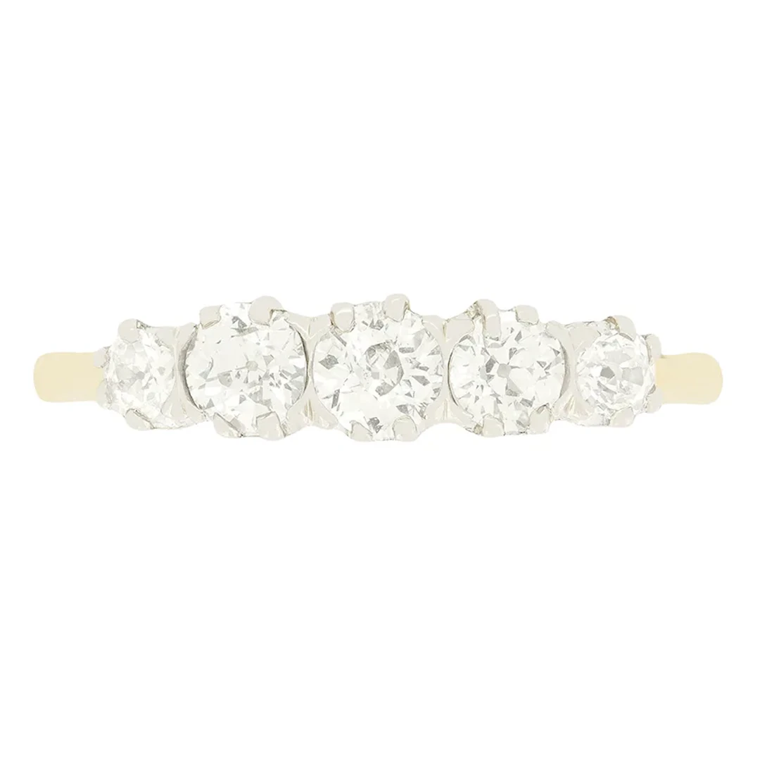 Edwardian 0.95ct Diamond Five Stone, c.1910s