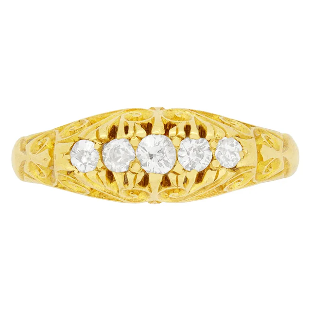 Victorian 0.17ct Diamond Five Stone Ring, c.1900s