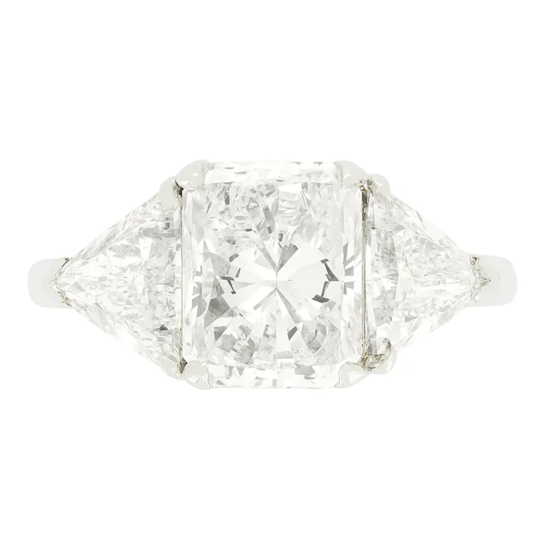 Vintage 3.01ct Diamond Three Stone Ring, c.1970s