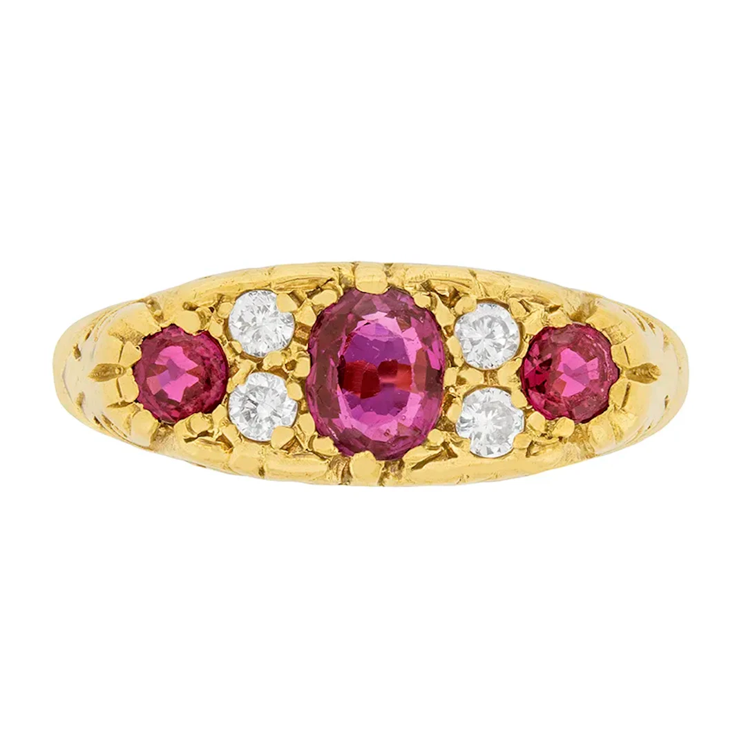 Vintage Victorian-Inspired Garnet and Diamond Cluster Ring, c.1989