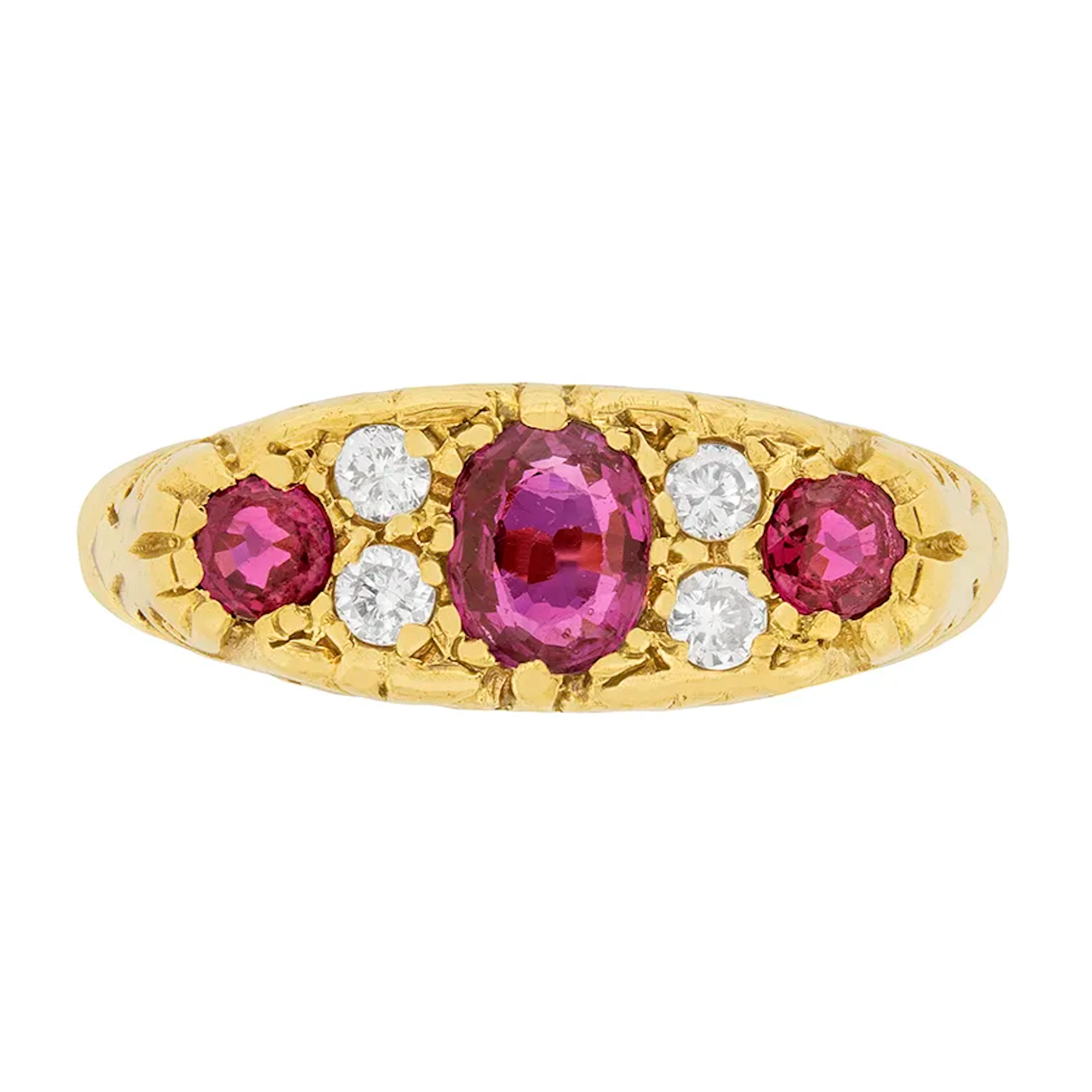 Vintage Victorian-Inspired Garnet and Diamond Cluster Ring, c.1989