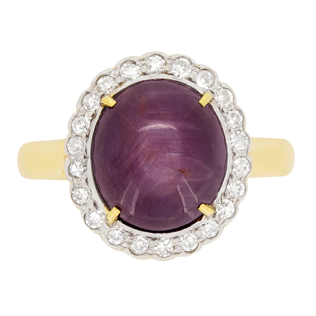 Vintage 7.75ct Ruby and Diamond Halo Ring, c.1970