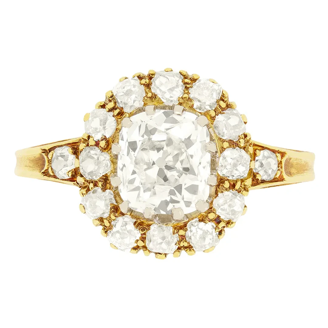 Victorian 2.90ct Diamond Cluster Ring, c.1880s