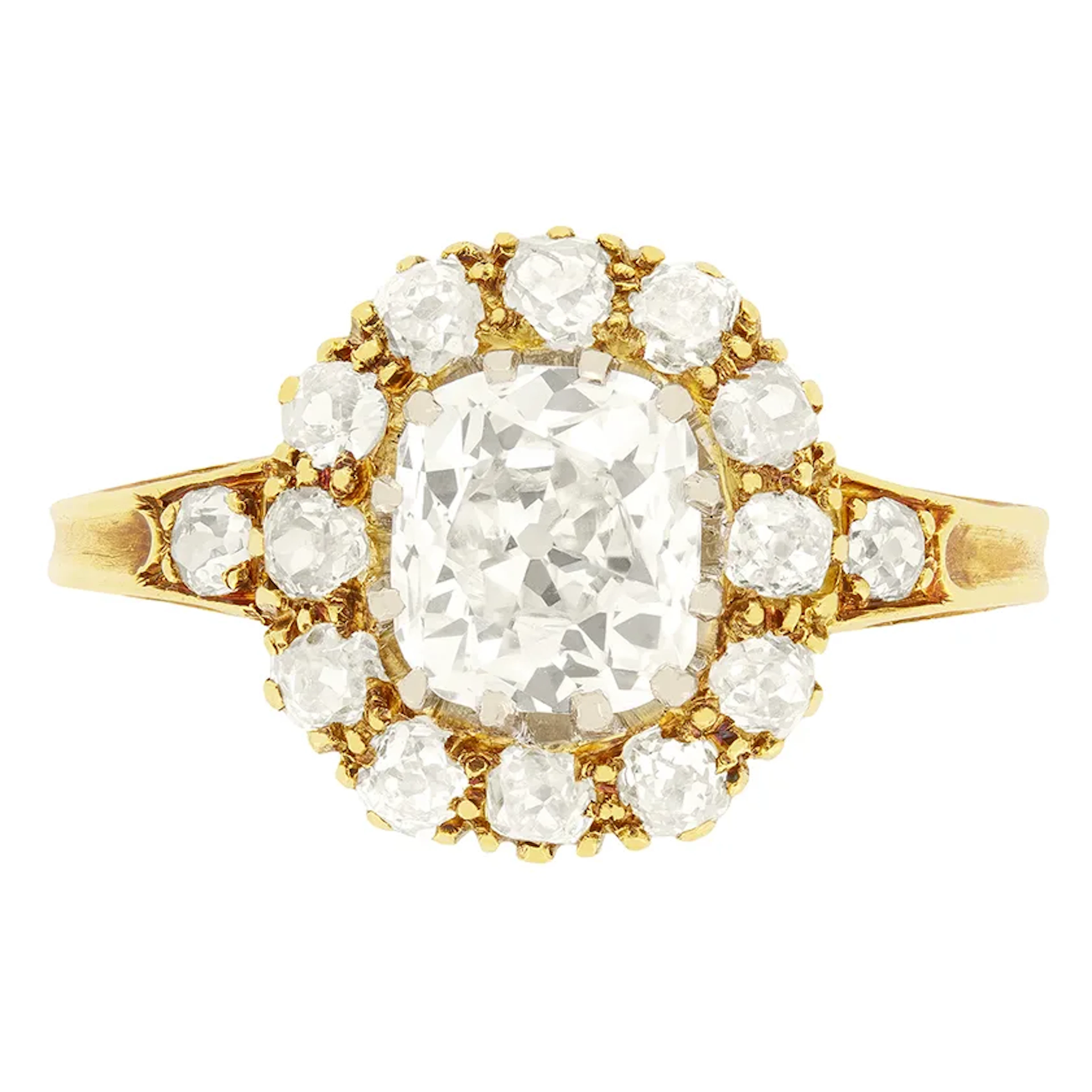 Victorian 2.90ct Diamond Cluster Ring, c.1880s