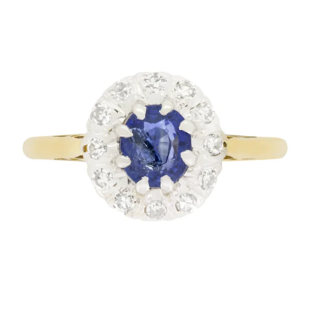 Edwardian 0.50ct Sapphire and Diamond Cluster ring, c.1910s