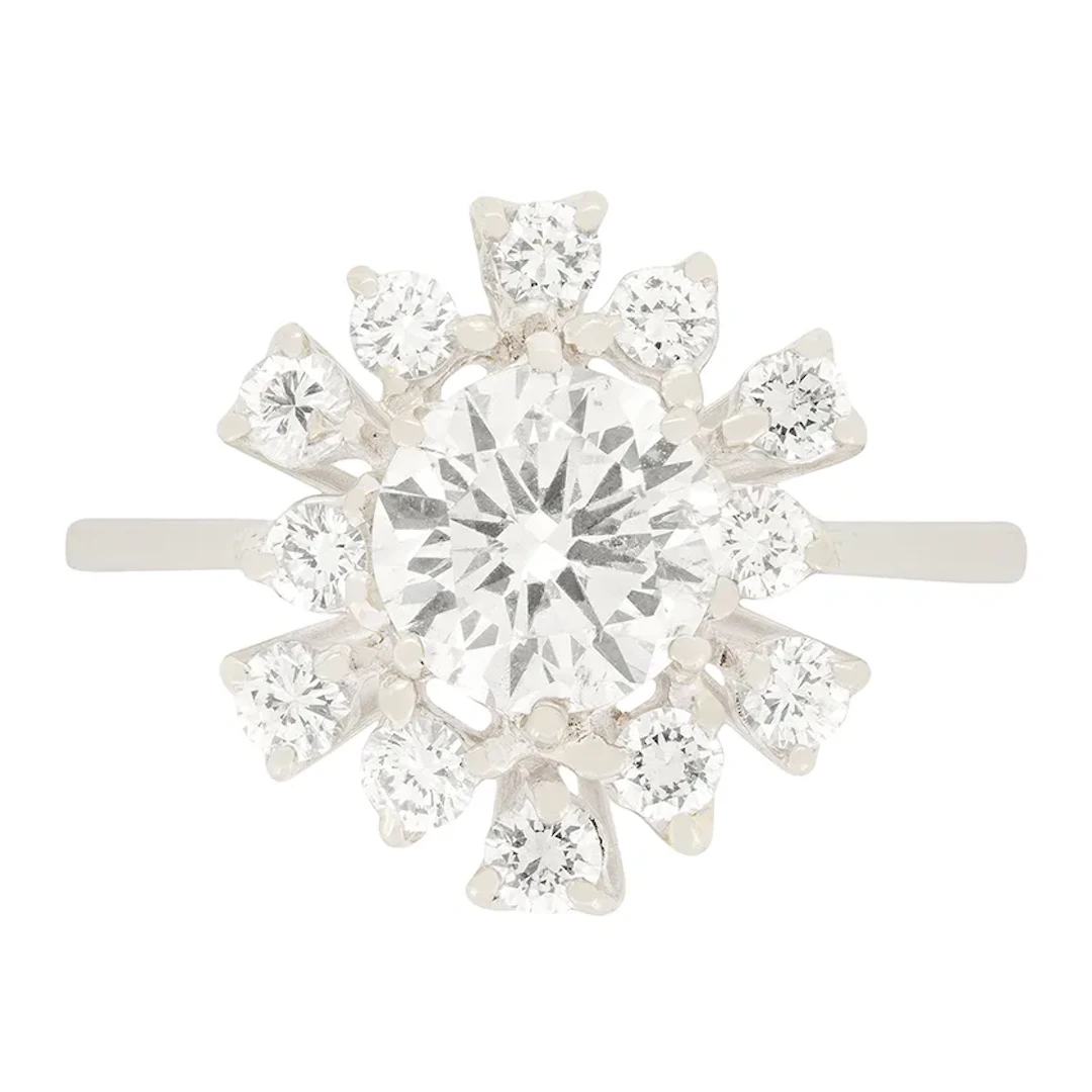 Vintage 0.98ct Diamond Cluster Ring, c.1970s