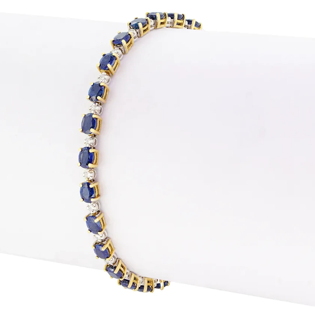 Vintage 8.10ct Sapphire and Diamond Bracelet, c.1980s