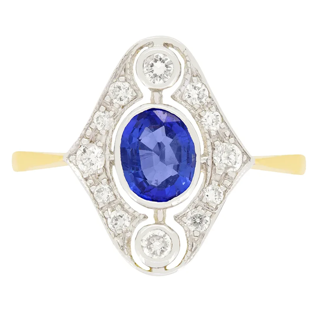 Vintage 0.50ct Sapphire and Diamond Cluster Ring, c.1970s