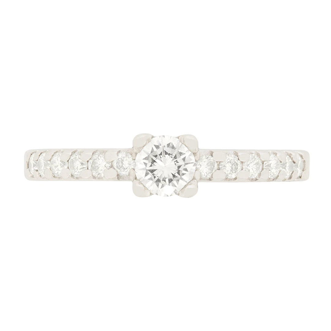 Contemporary 0.25ct Diamond Solitaire Engagement Ring with Set Shoulders