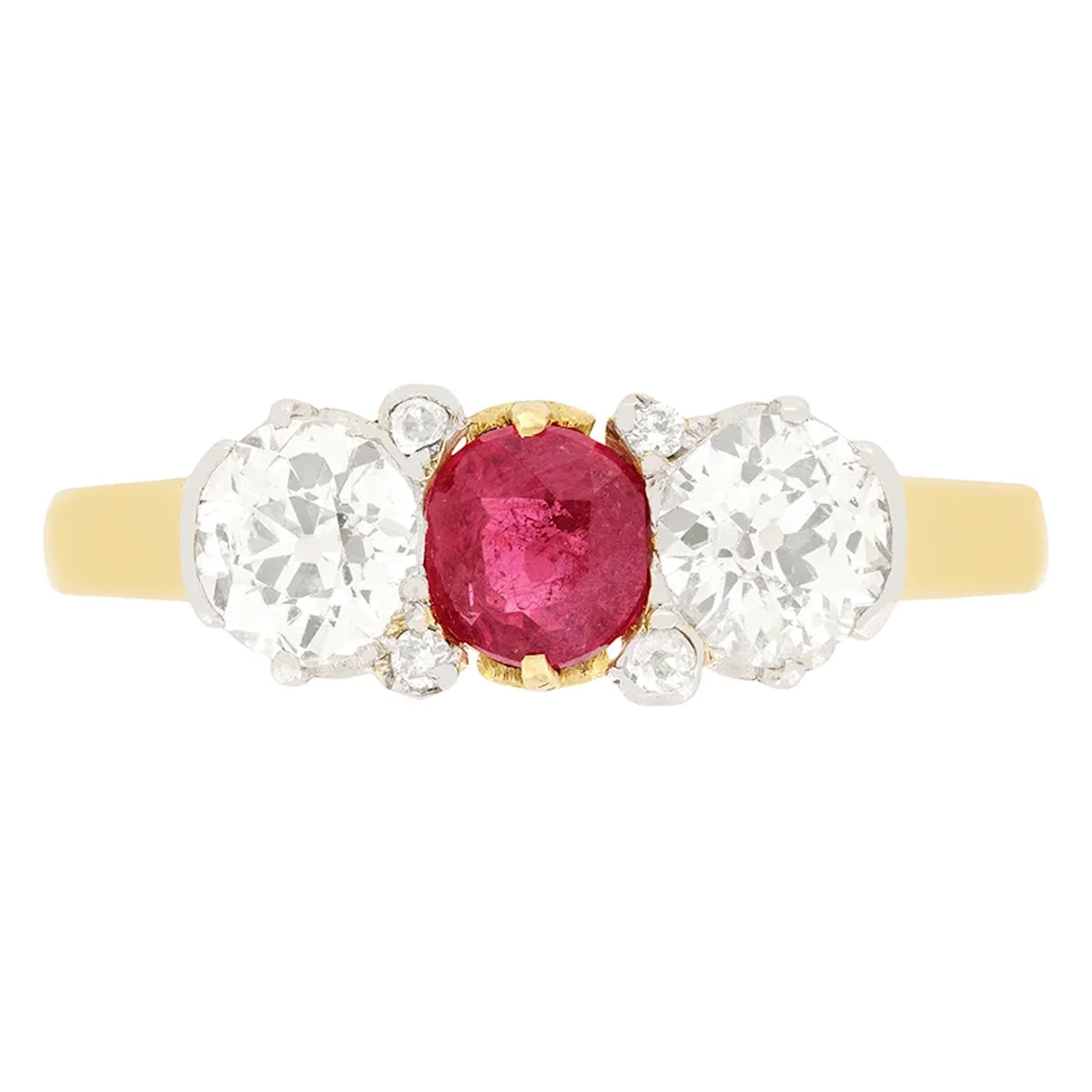 Belle Époque 0.40ct Ruby and Diamond Trilogy Ring, c.1910s