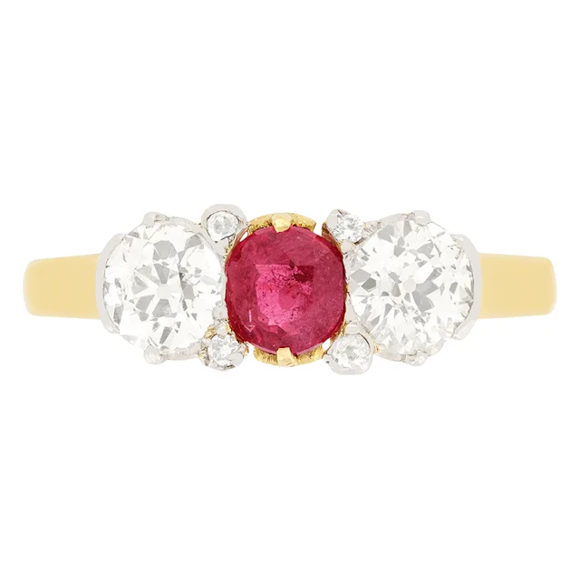 Belle Époque 0.40ct Ruby and Diamond Trilogy Ring, c.1910s