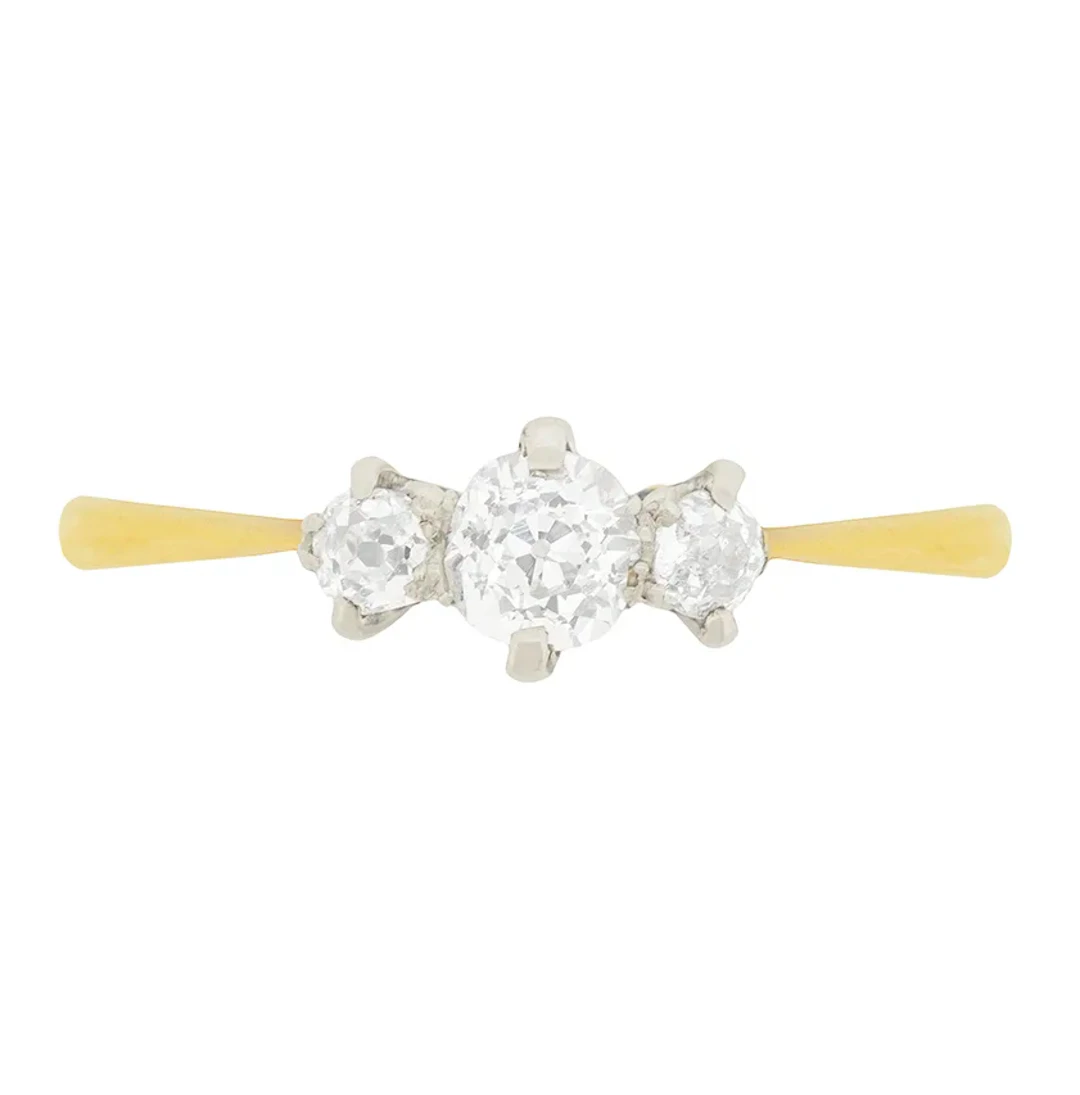 Victorian 0.70ct Diamond Three Stone Engagement Ring, c.1880s