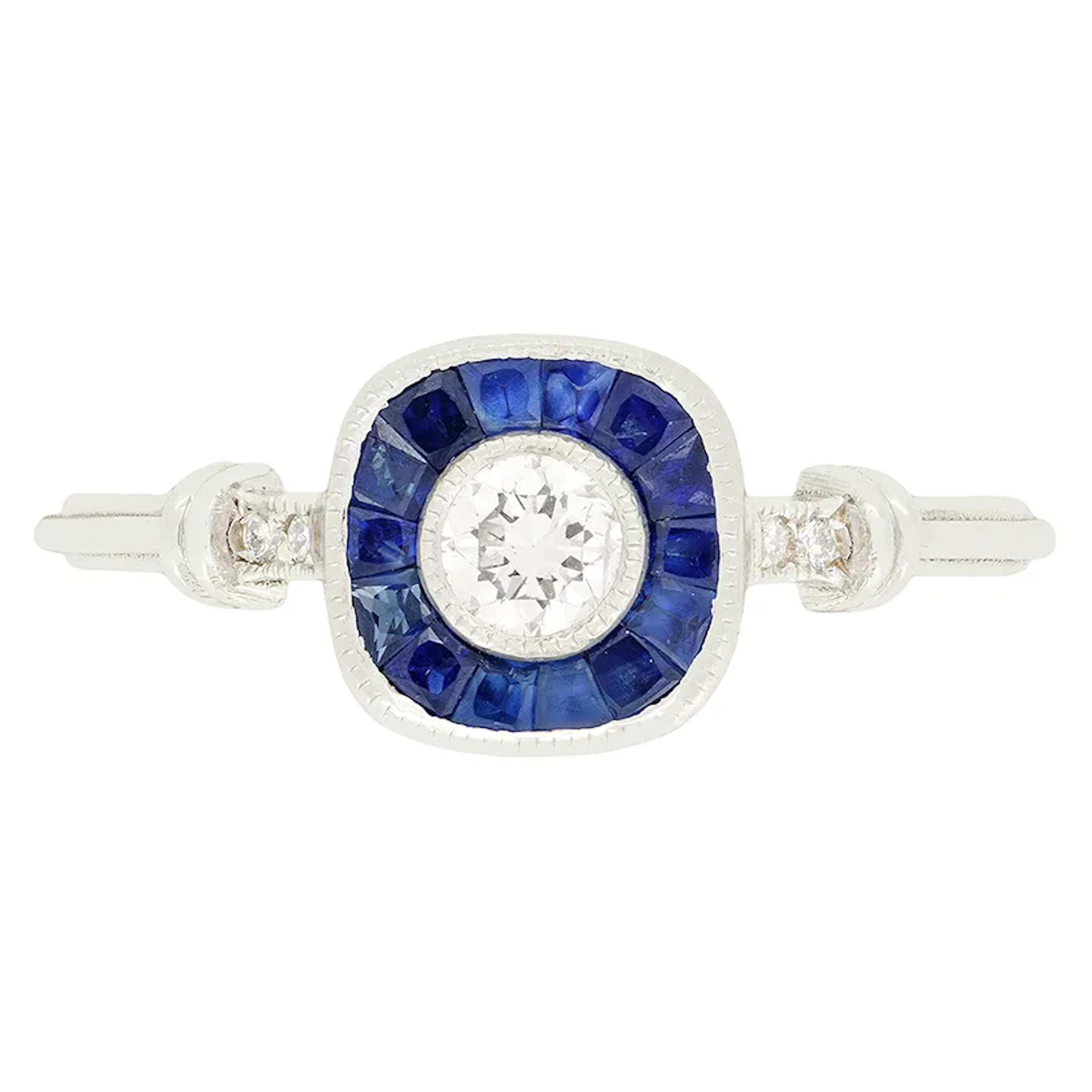 Contemporary 0.25ct Diamond and Sapphire Target Ring