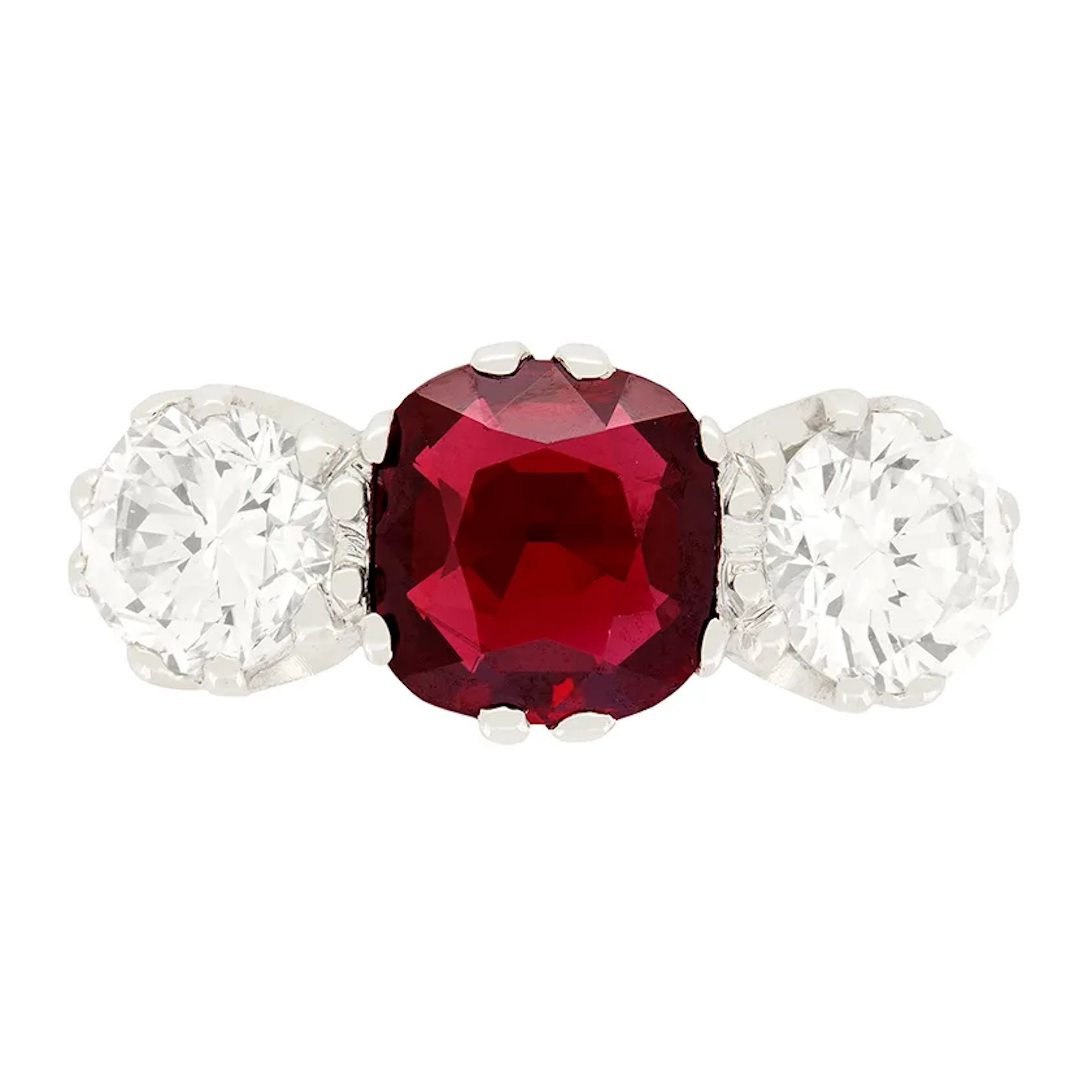 Vintage 1.70 carat Ruby and Diamond Trilogy Ring, c.1950s