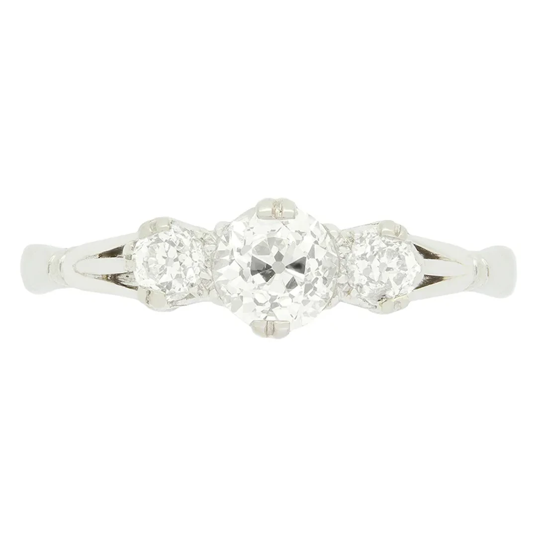 Art Deco 0.90ct Diamond Trilogy Ring, c.1920s