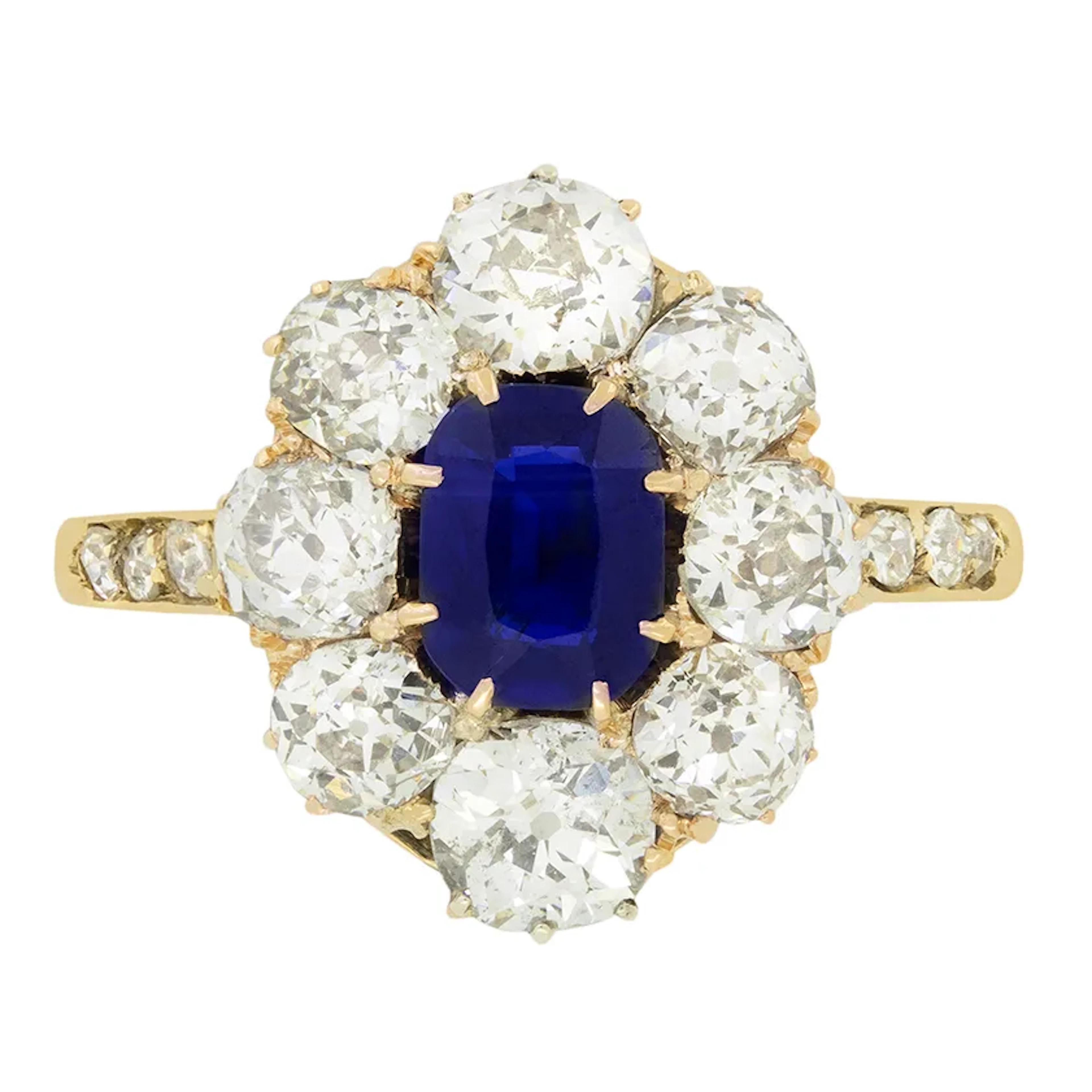 Victorian 0.70ct Sapphire and Diamond Cluster Ring, c.1880s