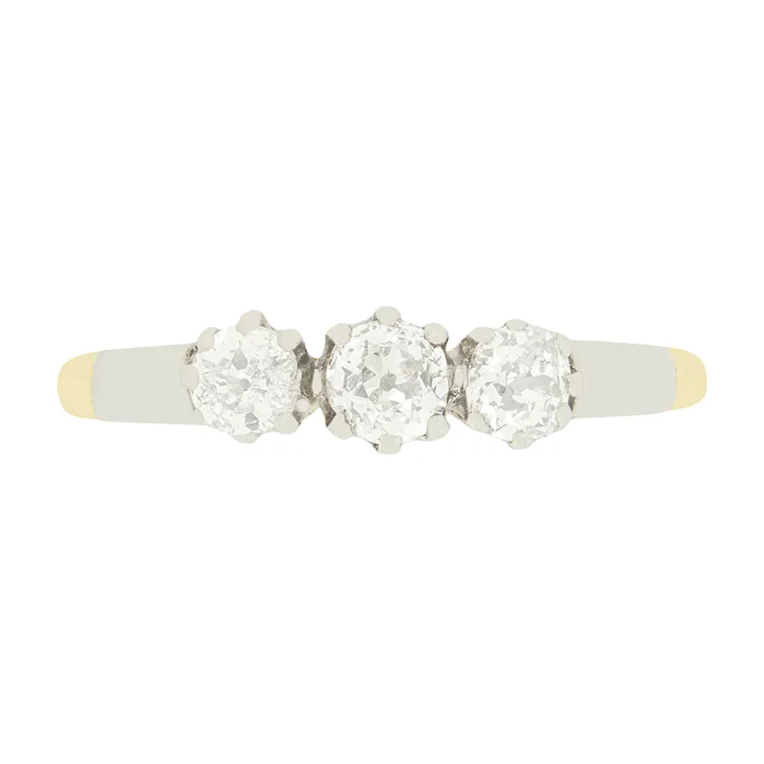 Edwardian 0.65ct Diamond Three Stone Ring, c.1910s