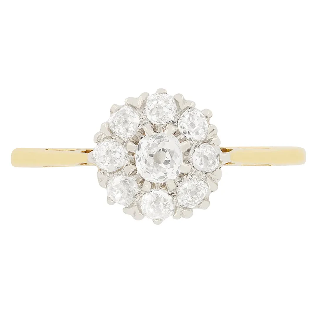 Late Victorian 0.65ct Diamond Cluster Ring, c.1900s