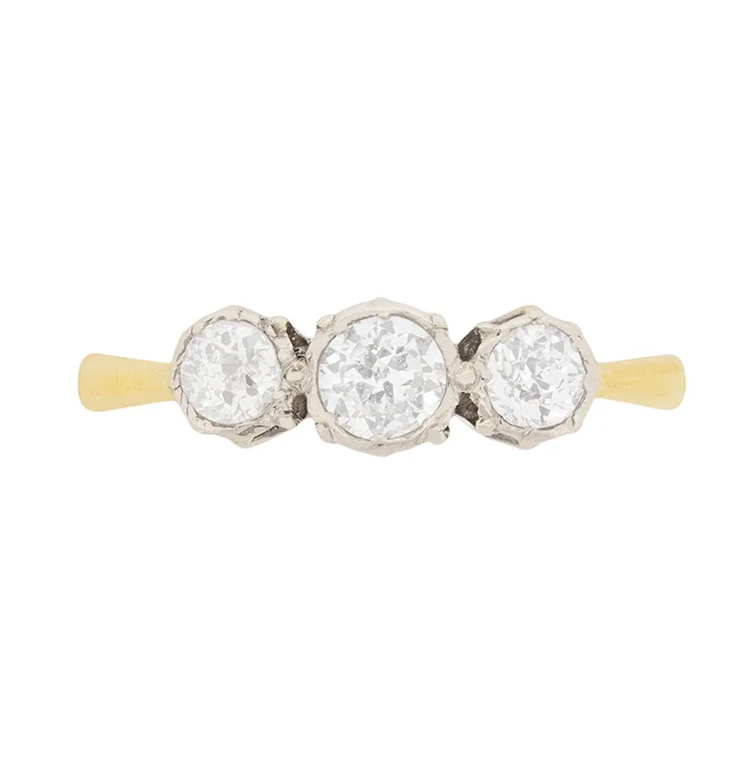 Edwardian Diamond Three Stone Engagement Ring, c.1910