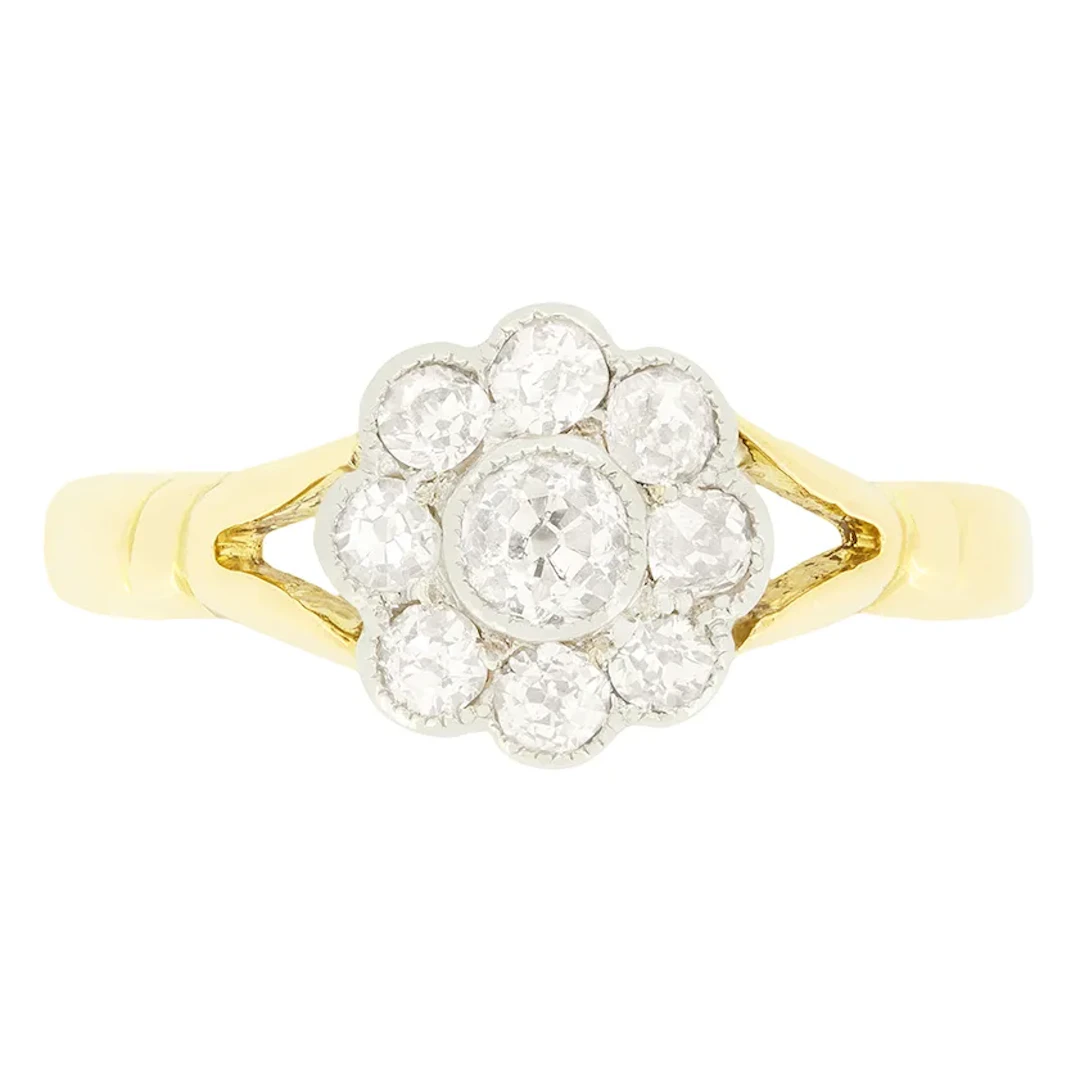 Edwardian 0.65ct Diamond Cluster Ring, c.1910s