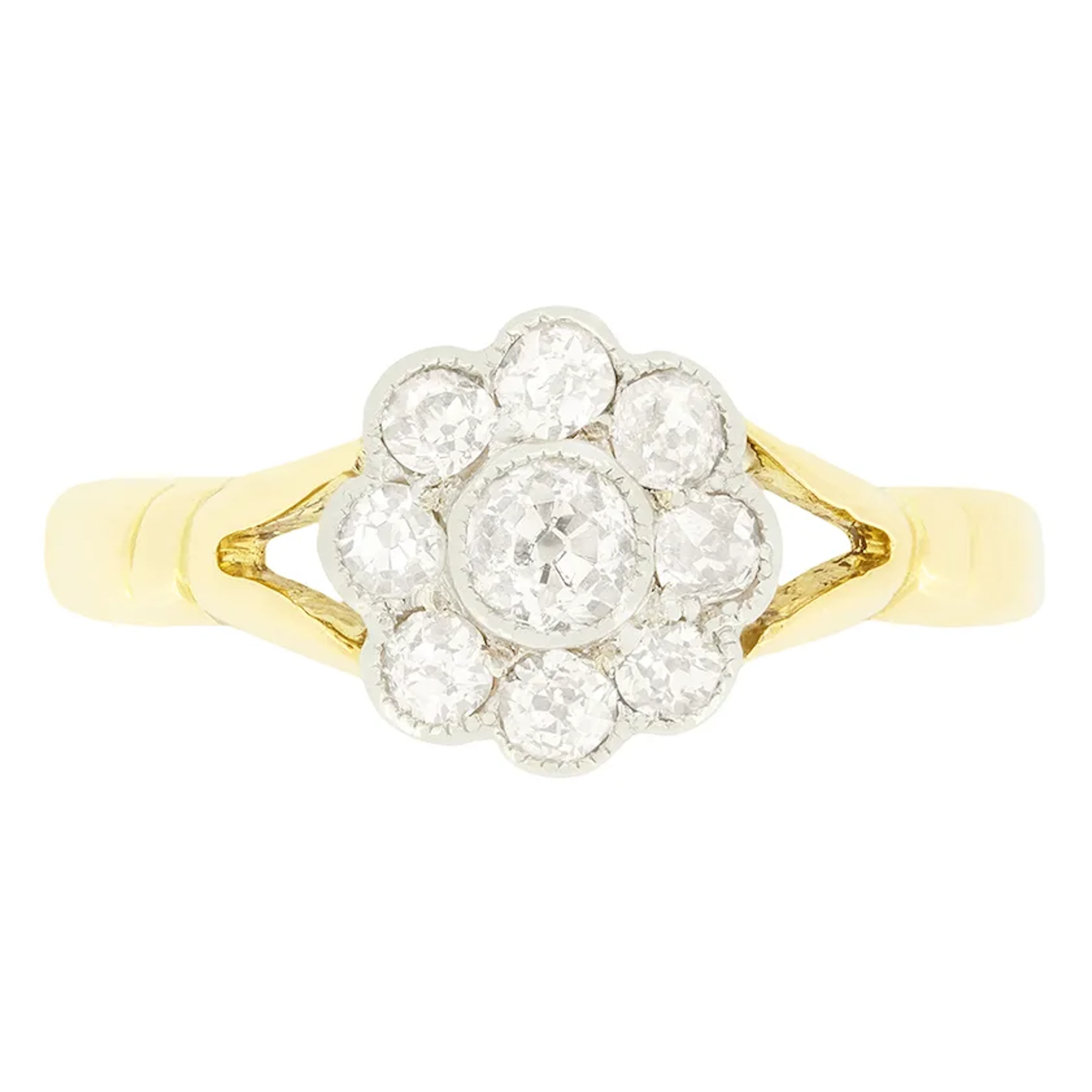 Edwardian 0.65ct Diamond Cluster Ring, c.1910s