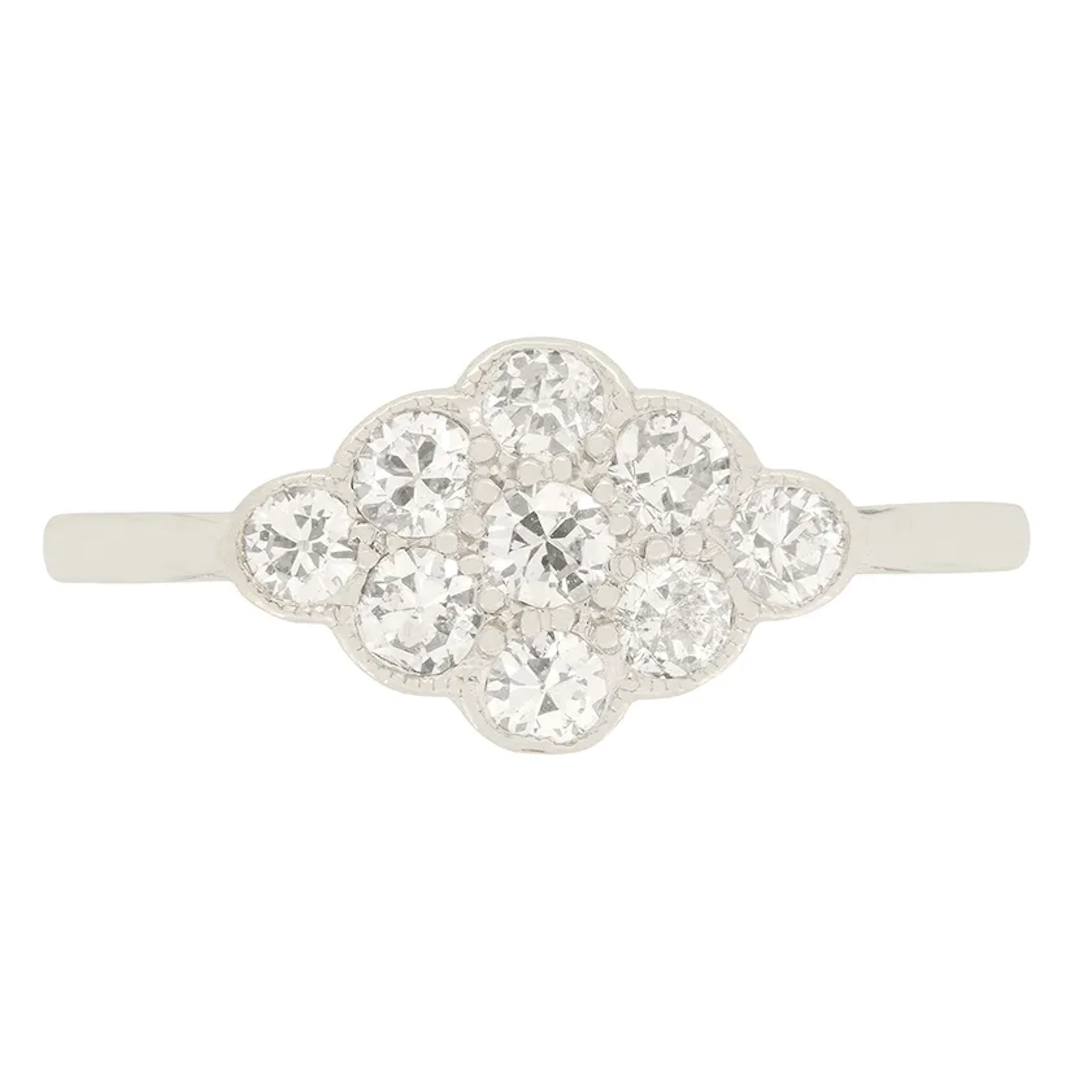 Late Deco 0.90ct Diamond Cluster Ring, c.1930s