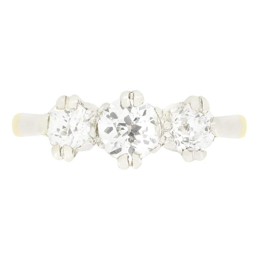 Edwardian 1.00ct Diamond Trilogy Ring, c.1910s