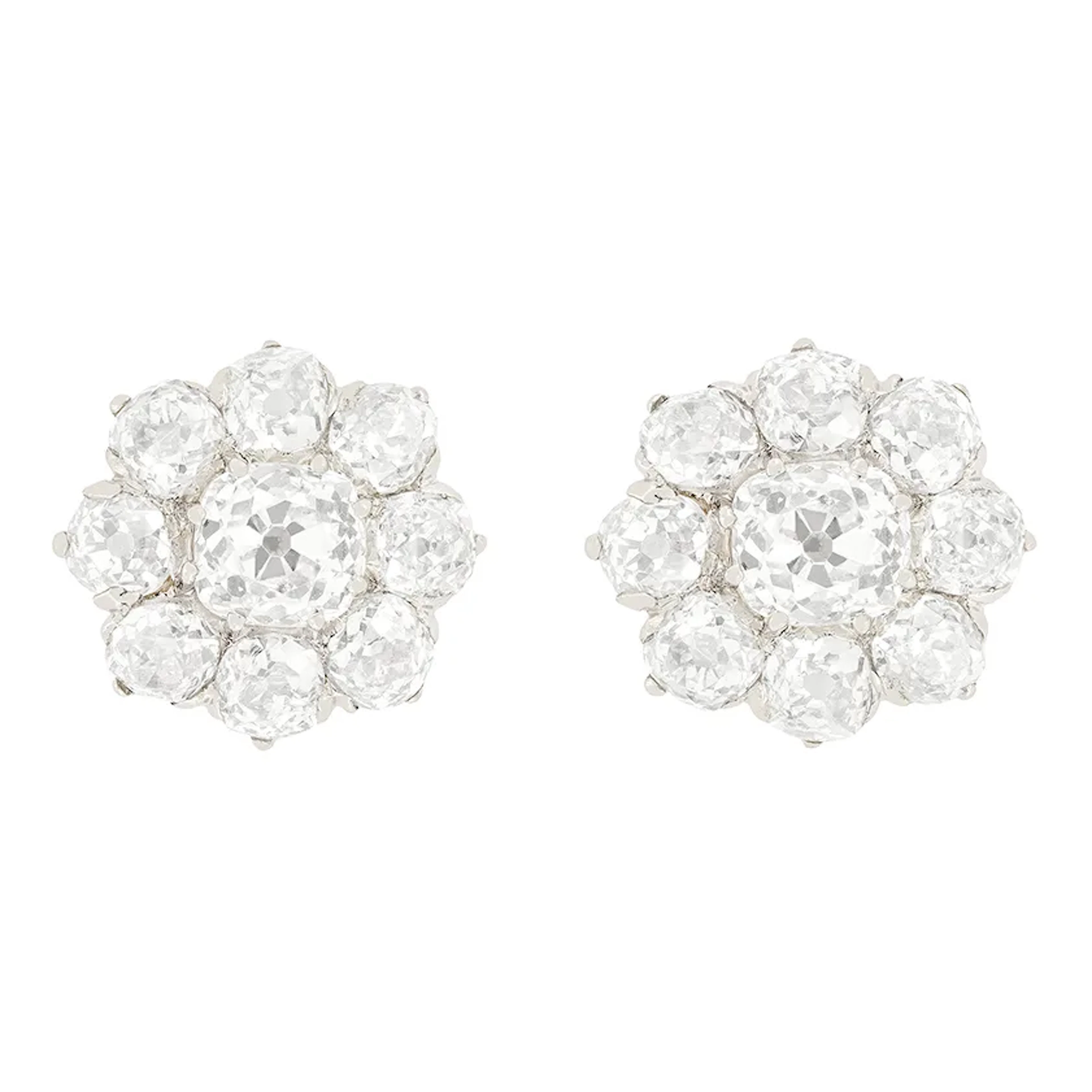 Art Deco 5.20ct Diamond Cluster Earrings, c.1920s