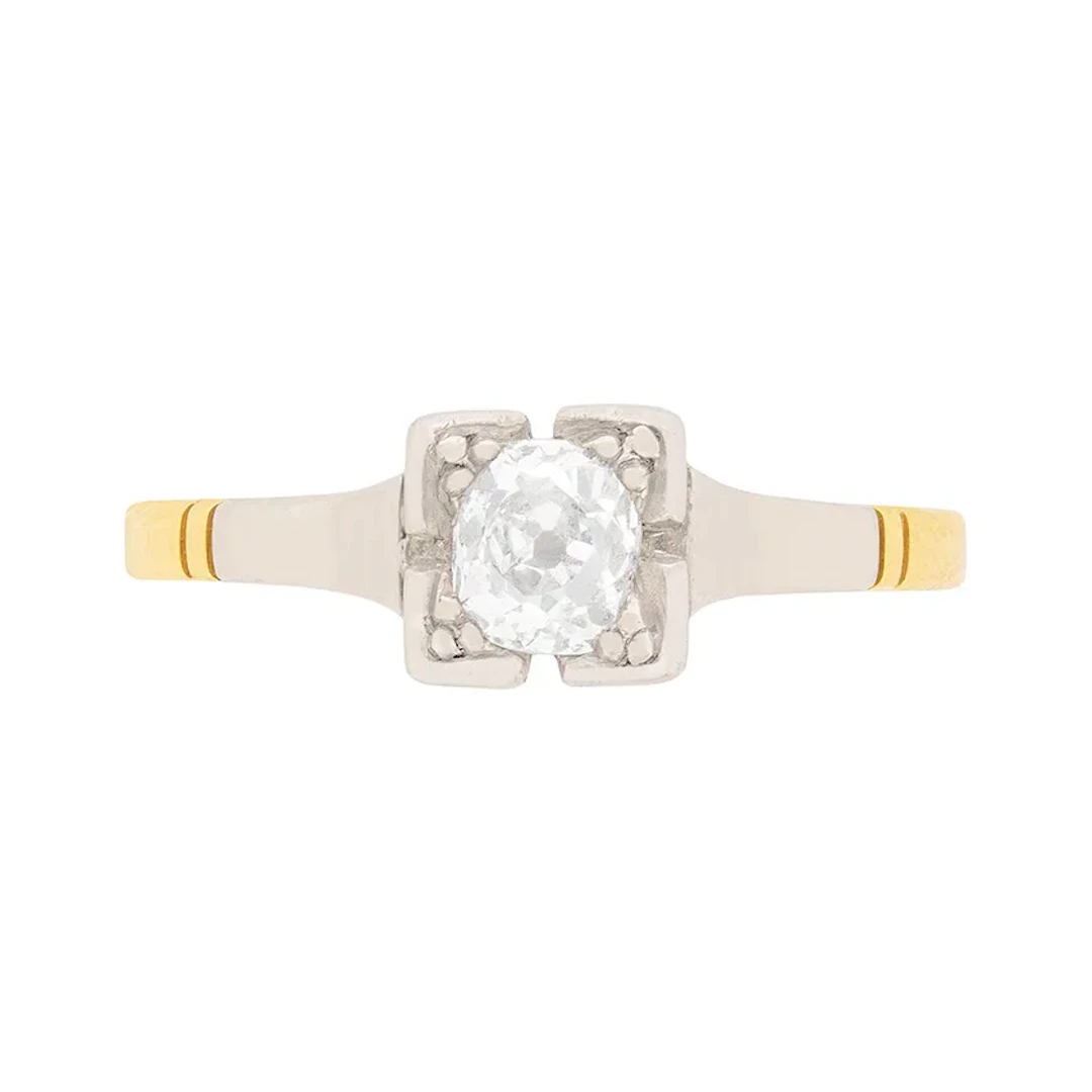 Edwardian 0.40ct Old Cut Diamond Solitaire Engagement Ring, c.1910s