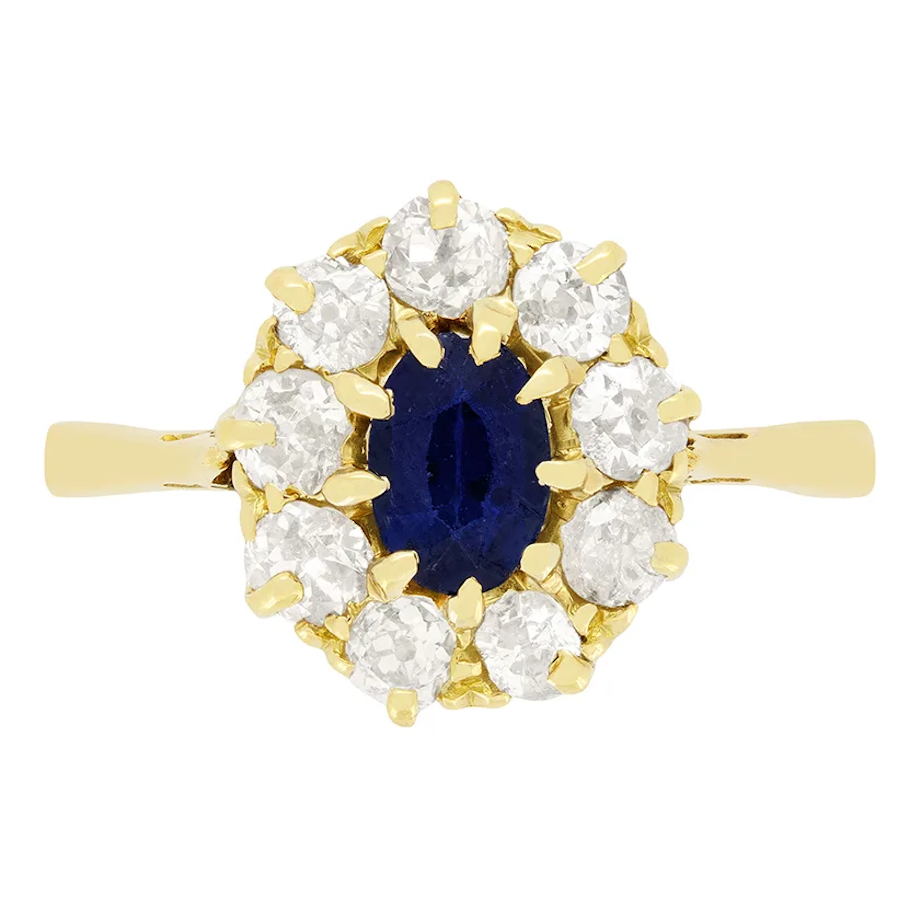 Victorian 0.40ct Sapphire and Diamond Cluster Ring, c.1880s
