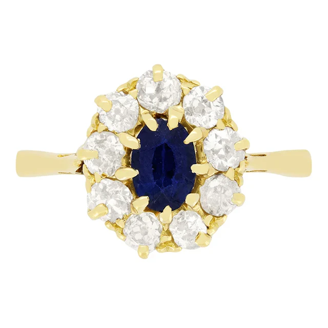Victorian 0.40ct Sapphire and Diamond Cluster Ring, c.1880s