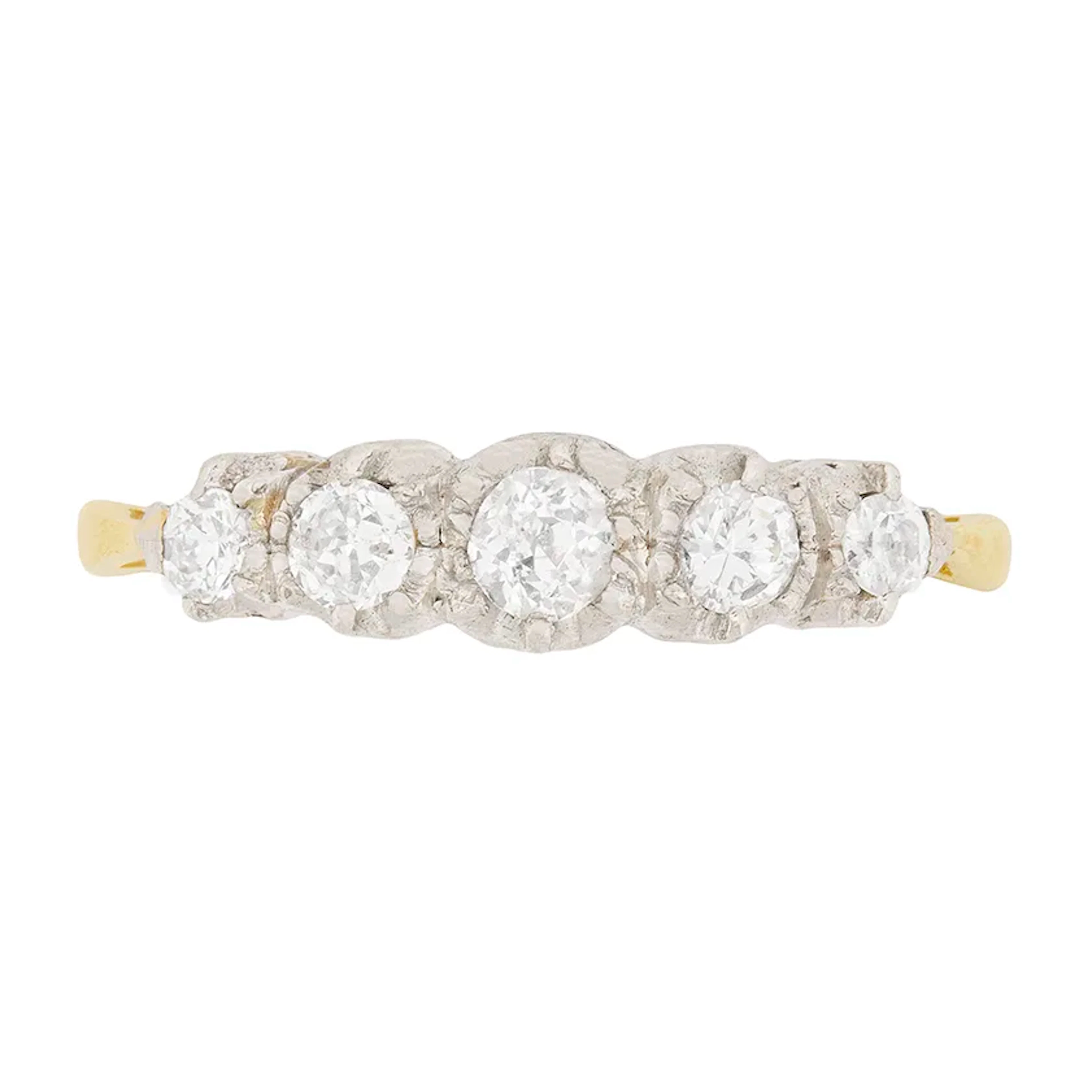 Five Stone Illusion Set Old Cut Diamond Ring, c.1920s