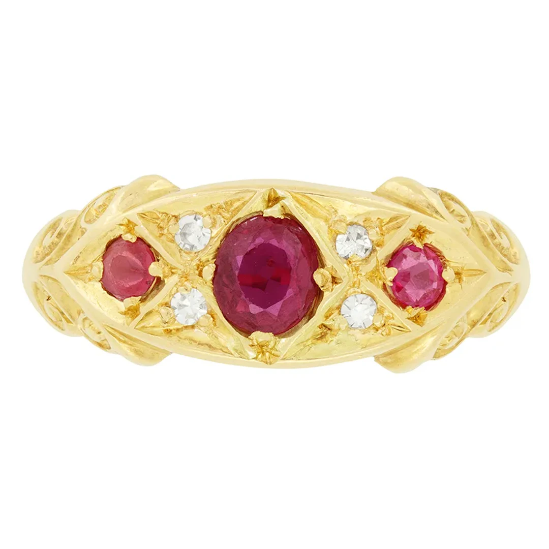 Antique 0.40ct Ruby and Diamond Ring, hallmarked 1911