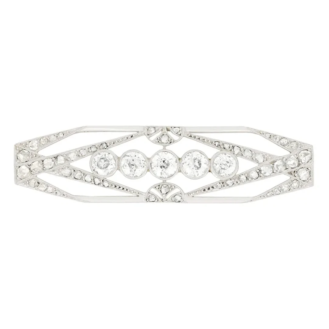 French Art Deco 2.30ct Diamond Brooch, c.1920s