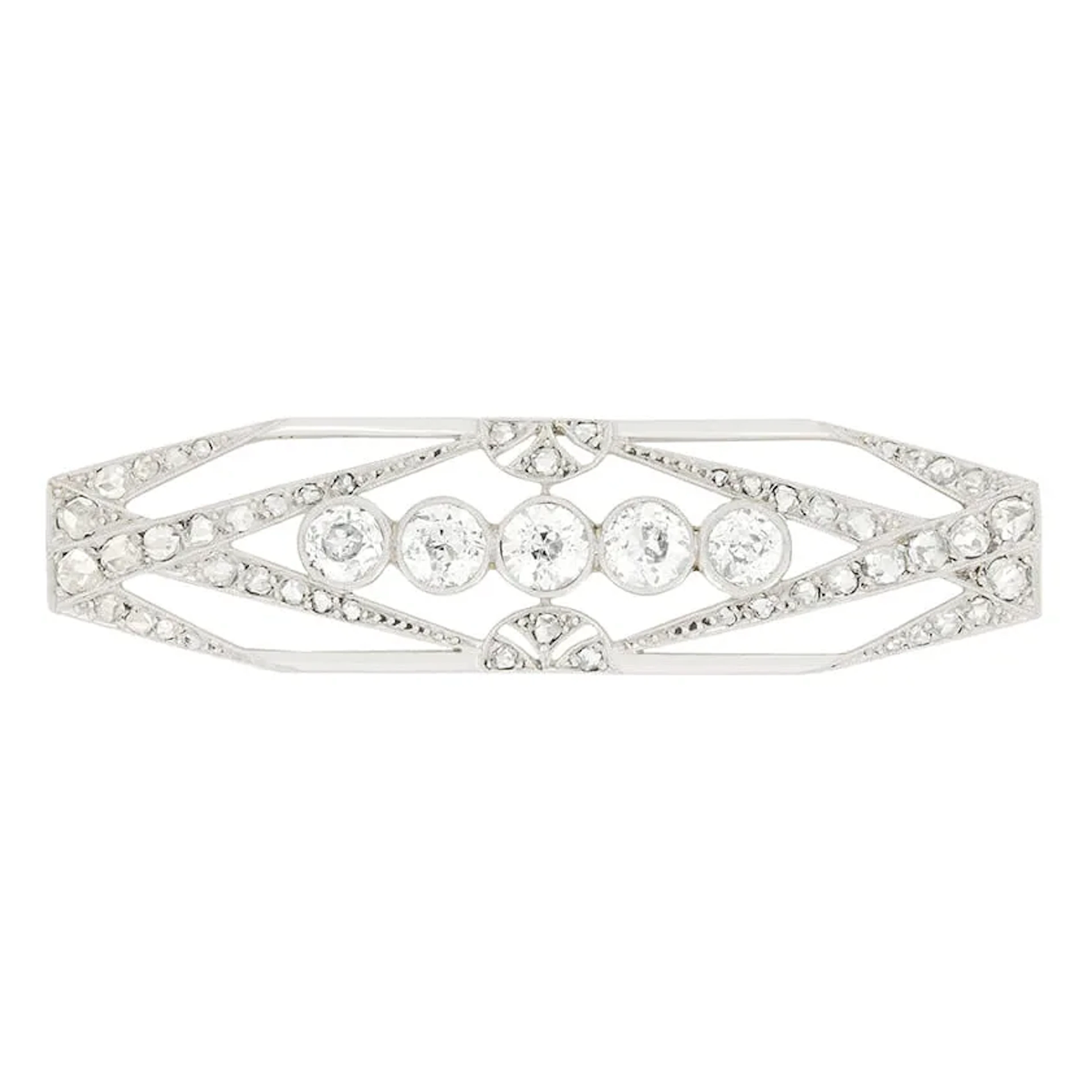 French Art Deco 2.30ct Diamond Brooch, c.1920s
