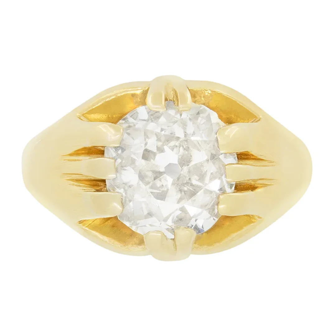 Victorian 2.30ct Diamond Signet Ring, c.1880s