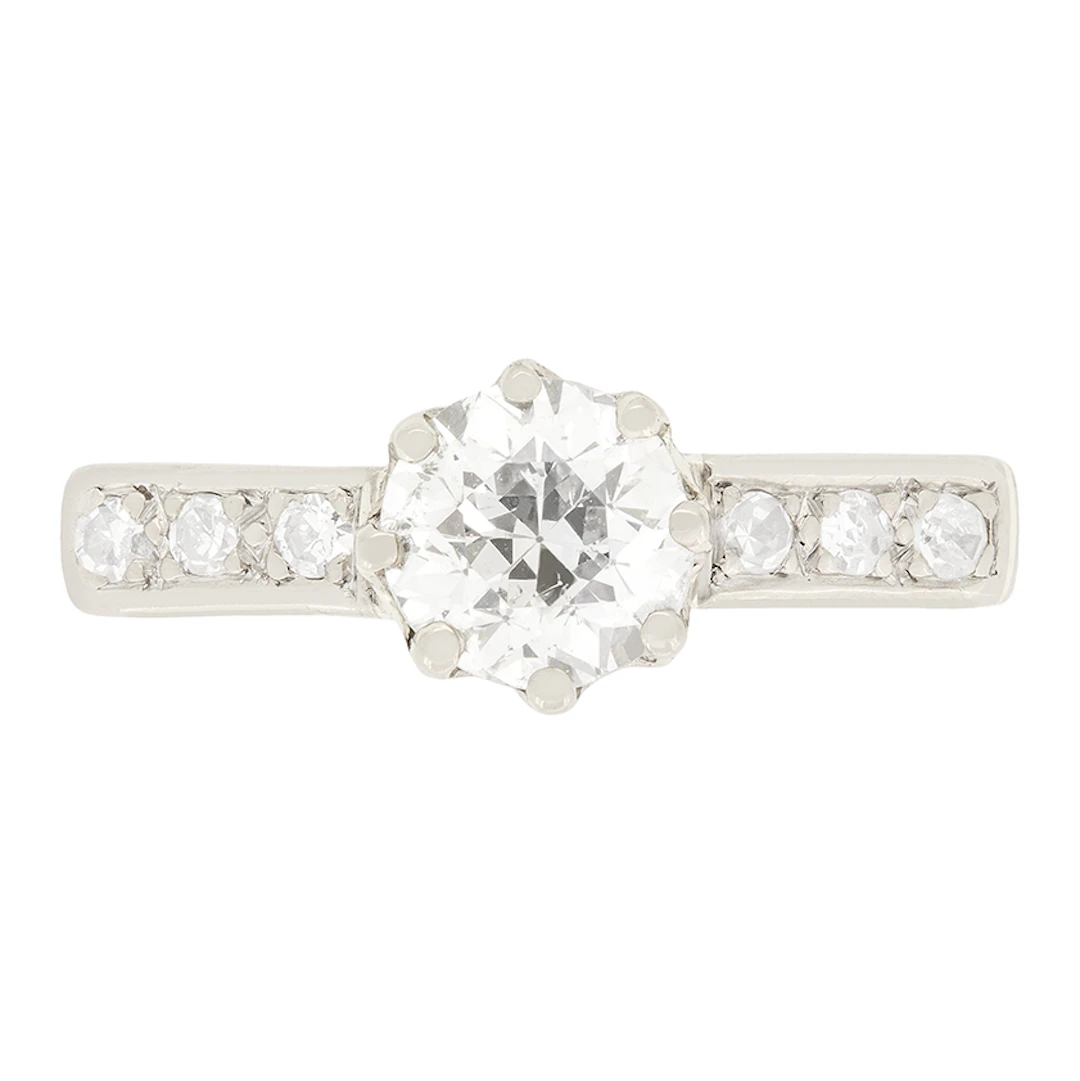 Art Deco 0.94ct Solitaire Diamond Ring, c.1920s
