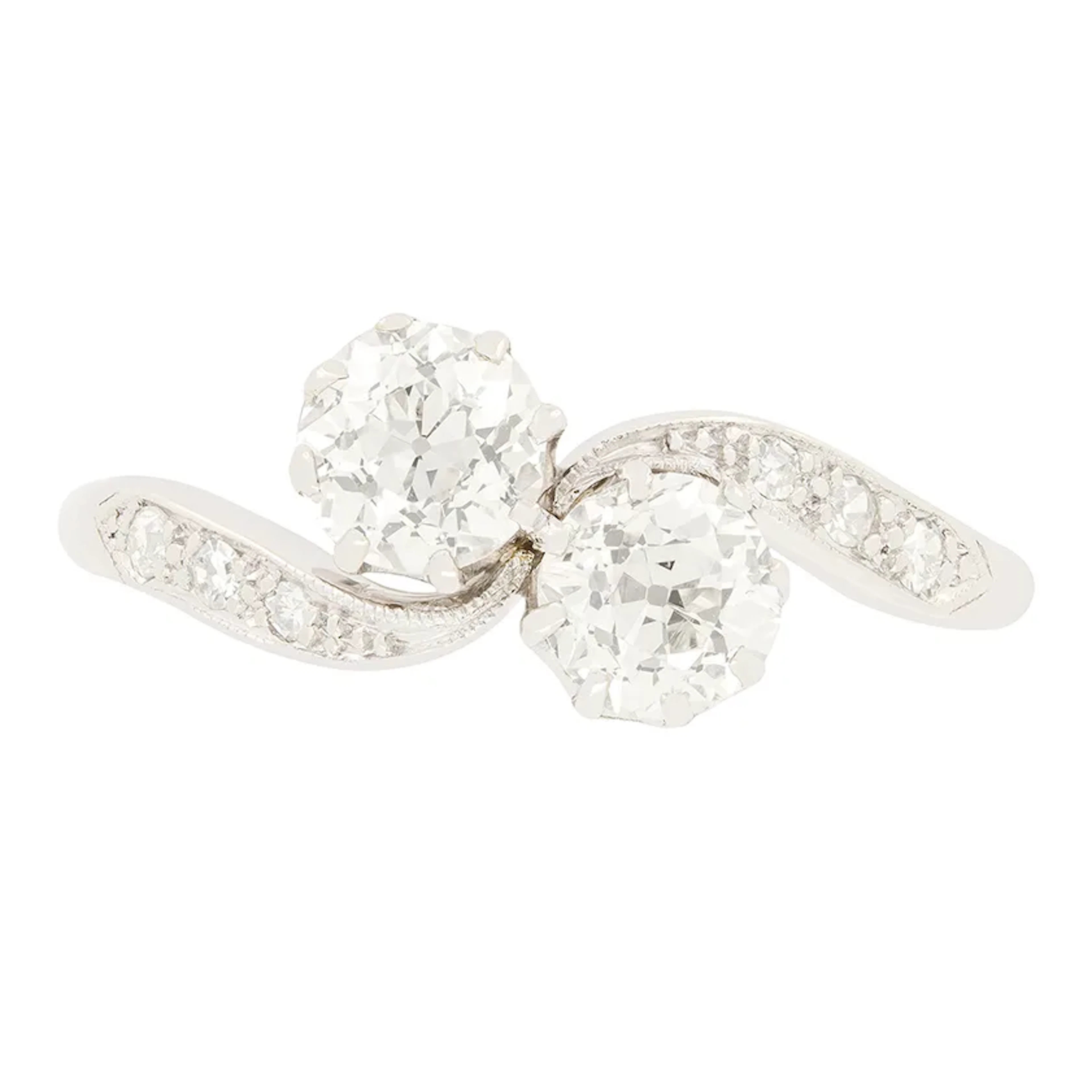 Art Deco 1.00ct Diamond Two Stone Twist Ring, c.1920s