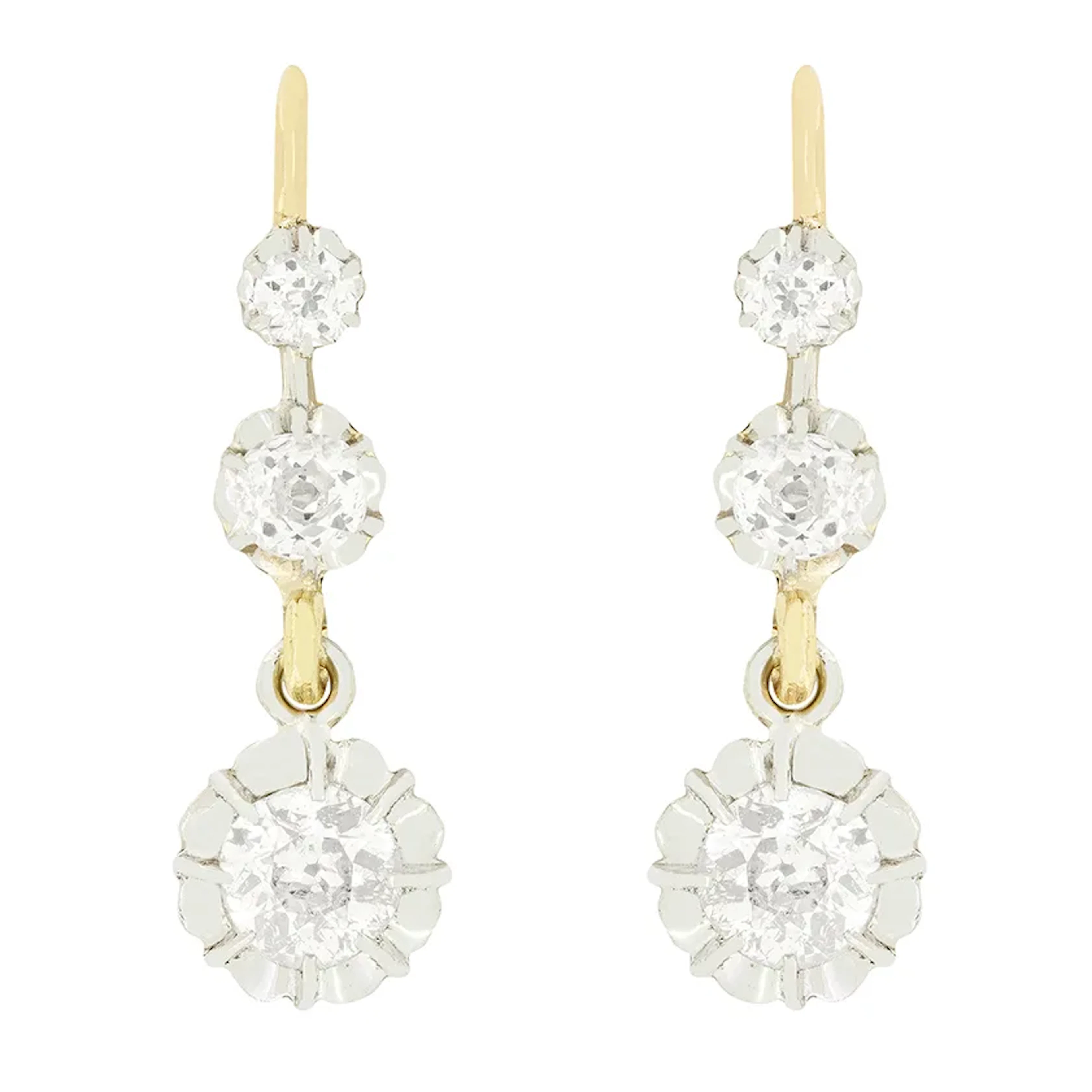 Edwardian 1.40ct Diamond Drop Earrings, c.1910s